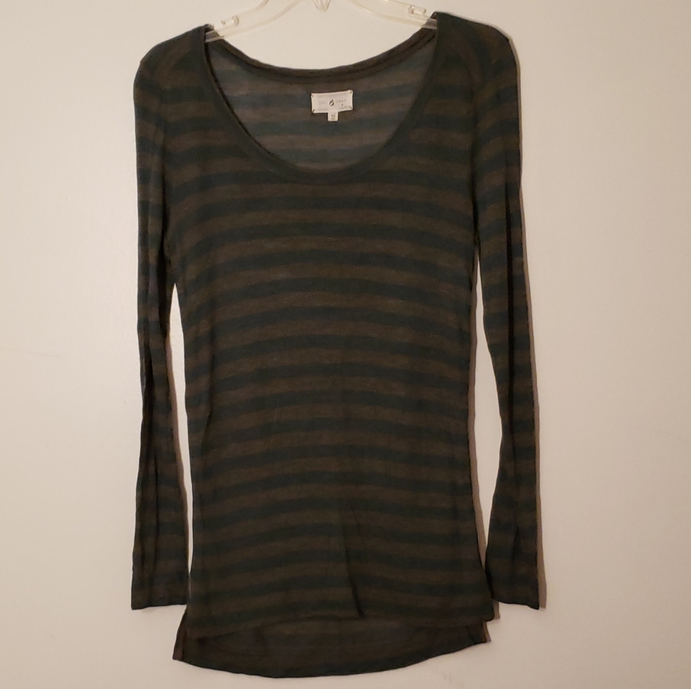 Lou & Grey XS Tee Blue Gray Striped Modal Shirt - Picture 1 of 6